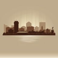 Wichita Kansas brown skyline city silhouette