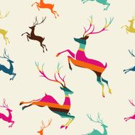 Merry Christmas reindeer stripes seamless pattern vector