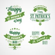 Happy Saint Patrick&#039;s Day Card Typographic With Ornaments Ribbon N4