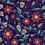 floral ornament on blue background N2