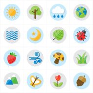 Flat Icons Nature and Tree Vector Illustration