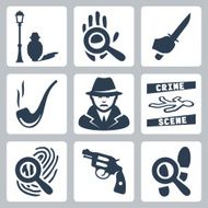 Vector detective icons set