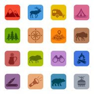 Colorful Camping Icon Set