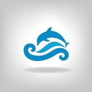Emblem of a dolphin over the sea N7