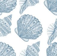 Zentangle stylized ocean shells seamless pattern Hand Drawn do N2