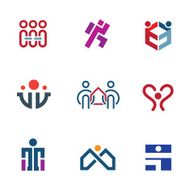Share people community help for rebuilding society logo icon set
