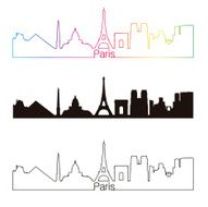 Paris skyline linear style with rainbow N2