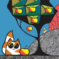 Cats and apple tree