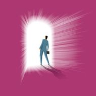 Businessmen in the door