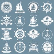 Set of vintage nautical labels icons and design elements N7
