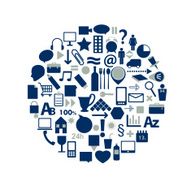 Circle shape icons Business shopping and social media