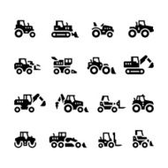 Set icons of tractors farm and buildings machines construction vehicles N2