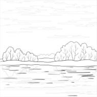Landscape Forest river outline N3