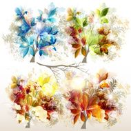 Collection of vector colorful trees for design