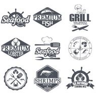 set of seafood labels and signs N4