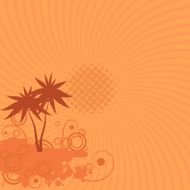 Vector background with palm trees sun and swirls