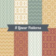 Set of vintage mono line seamless patterns