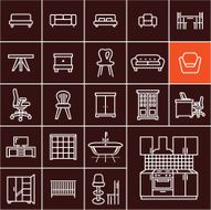 Furniture icons set N9