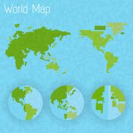 World map 8 bit air and compass of vector