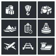 Delivery of goods in different ways icons set Vector Illustration N2
