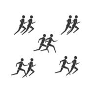 running or jogging men icons