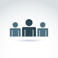 Three silhouettes of people facing forward monochrome