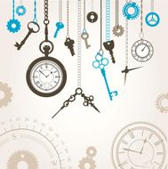 Vector illustration with dial compass keys and parts of hour N2