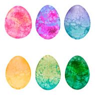 Set of watercolor eggs Easter design elements N7