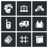 Security Bank and money transport icons set Vector Illustration N2