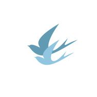 stylized silhouettes of two swallows