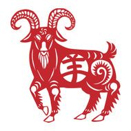 Red papercut goat