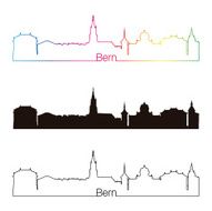 Bern skyline linear style with rainbow