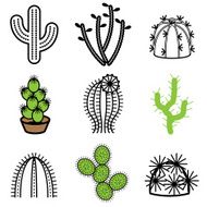 cactus plant icons set