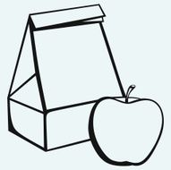 Paper bag and apple