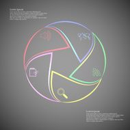 Rounded infographic consists of five parts on dark N2