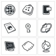 CouchSurfing icons set Vector Illustration