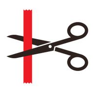 Scissors cutting a red ribbon