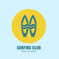Two surfing boards in yellow circle Vector logo