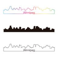 Winnipeg skyline linear style with rainbow