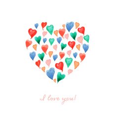 vector card with watercolorl colorful heart N2