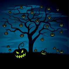 Jack O'Lantern Tree on Halloween Night