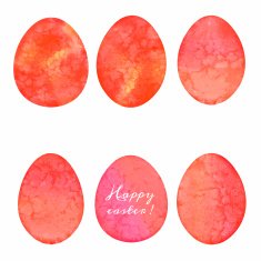 Set of watercolor eggs Easter design elements N4