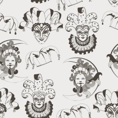 Seamless pattern with carnival venetian colorful mask on traditional background N2