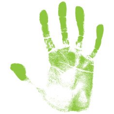Vector illustration old man green hand print isolated on white N7