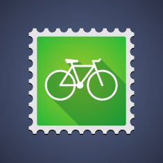 Mail stamp icon with a bicycle