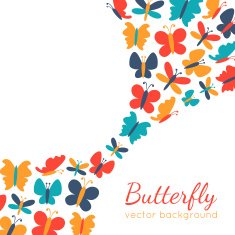 Retro background of colorful butterfly silhouettes N2