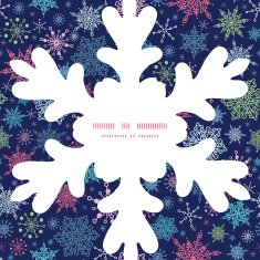 Vector snowflakes on night sky Christmas snowflake silhouette pattern frame N16