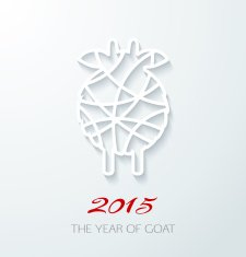 Applique card with white goat N2