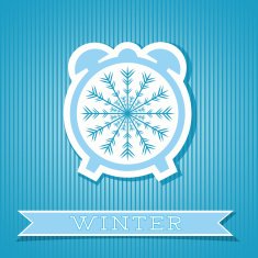 Card Design With Alarm Clock Winter Concept