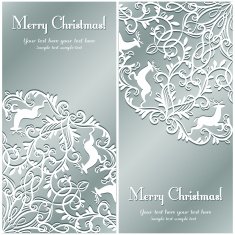 Christmas Greeting card with snowflake and deer N6